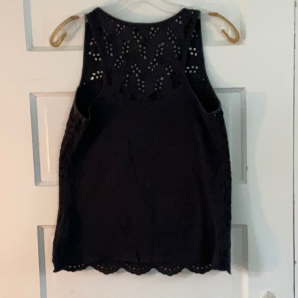 Papaya blue eyelet  embroidered knit top
